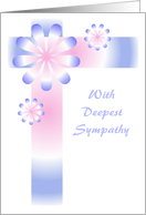 Sympathy Card - Contemporary Blue And Pink Flower And Ribbons card