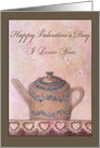 Illustrated Vintage Teapot I Love You Valentine card