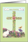 Anniversary on Easter illustrated Bunny & Cross card