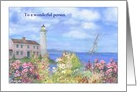 Church Secretary’s Birthday Lighthouse Garden card