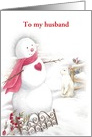 Same Sex Husband Christmas Snowman with Heart card