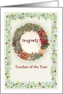 Teacher of the Year Congrats Winter Wreath custom front card