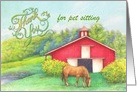 Thank You for Pet Sitting Horse & Barn card