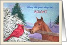 For Neighbor Christmas Cardinal & Horse card