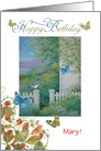 Custom Front Birthday with Bluebird Garden Cottage card