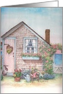 Illustrated Nantucket Beach Cottage with Pets card