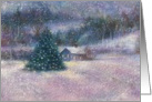 Country Christmas Twinkling Snow Scene card