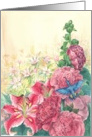 Wedding Wishes Hummingbird & Hollyhock Illustrated card