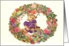 illustrated teddy bear & floral wreath valentine card