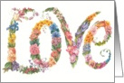 LOVE illuminated floral font watercolor card