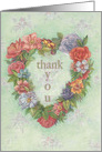 Thank You Illustrated Floral Heart Wreath card