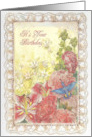Romantic Birthday Botanical and Hummingbird card
