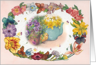 Easter Chick with Teapot and Botanical card