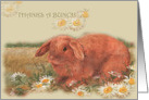 Thank You, illustrated Bunny with Wildflower card