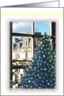 Paris Balcony Joyeux Noel Twinkling Pine Tree card