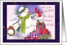 Snowman With Presents Holiday invite card