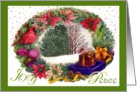 Joy Cardinal Holiday Wreath Greeting card