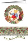 Feliz Navidad Patriotic Teddy Bear Xmas card