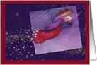 Christmas Angel with Twinkling Stars Jewel tones card