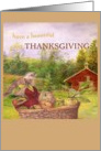 Personalized Thanksgiving Barn Apple Basket card