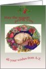 Sleepy Christmas Cat Holiday Wreath card