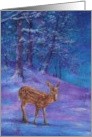 Reindeer In Magical Forest Blue Purple card