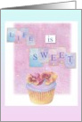 BFF Life Is Sweet Illustrated Cupcake card