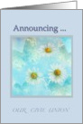 Civil Union Announcement Daisy Blue Butterfly Illustration card