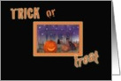 Halloween Haunted House Black Cat Trick Or Treat card