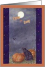 Halloween Black Cat Full Moon Trick Or Treat card