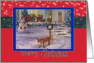 Cozy Xmas Cottage Winter Snowman & Deer card