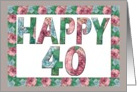 Happy 40 Birthday Illuminated Fonts card