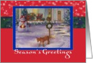 Cozy Xmas Cottage Winter Snowman & Deer card