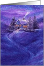 For Neighbor Cozy Xmas Cottage & Winter Oil Landscape card