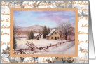 For Neighbor Cozy Xmas Cottage & Winter Landscape card