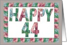 Happy 44 Birthday Roses Illuminated Fonts card