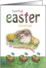 For Girlfriend, Hoppy Easter Bunny & Chick illustration card