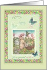 For Sister,Hoppy Easter Bunny & Butterfly illustration card