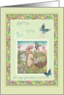For Great Aunt, Hoppy Easter Bunny & Butterfly Illustration card