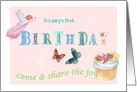 1st Birthday Personalize Magical Fairy & Cupcake Party invitation, card