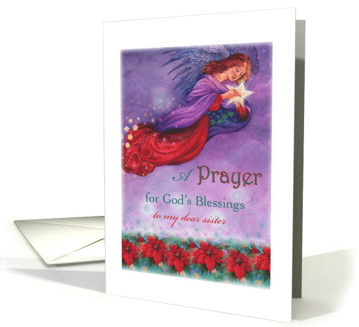 For Sister Xmas Prayer for God's Blessing, Twinkling Angel card