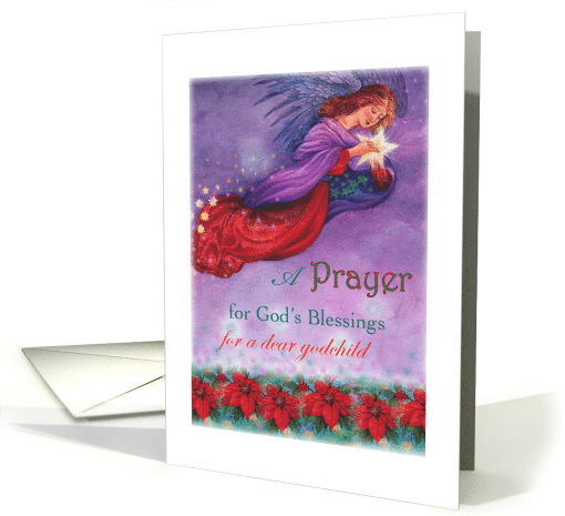 For Godchild, Xmas Prayer for God's Blessing, Twinkling Angel card