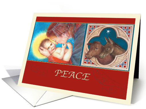 Christmas, Madonna & Child Illustration Peace Luke 2:11 card (1195778)