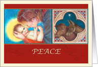 Christmas, Madonna & Child Illustration Peace Luke 2:11 card