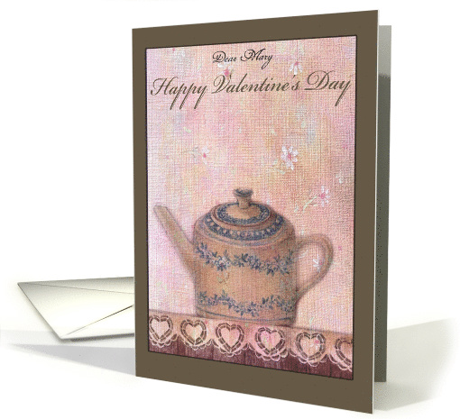 Name Specific Illustrated Teapot Valentine card (1223930)
