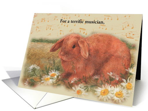 Musician's Birthday Musical Notes Whimsical Bunny card (1251774)