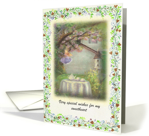 Birthday for my Sweetheart Illustrated Garden Custom Front card