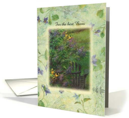 Boss Birthday Custom Front Illustrated Lilac Garden card (1278812)