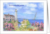 Church Secretary’s Birthday Lighthouse Garden card