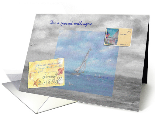 Birthday for Colleague Seascape Sailboat card (1281124)